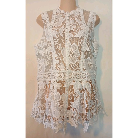 Express Tops - Express White Lace Sleeveless Blouse Whimsy Fairy Side Zip Closure Large D123